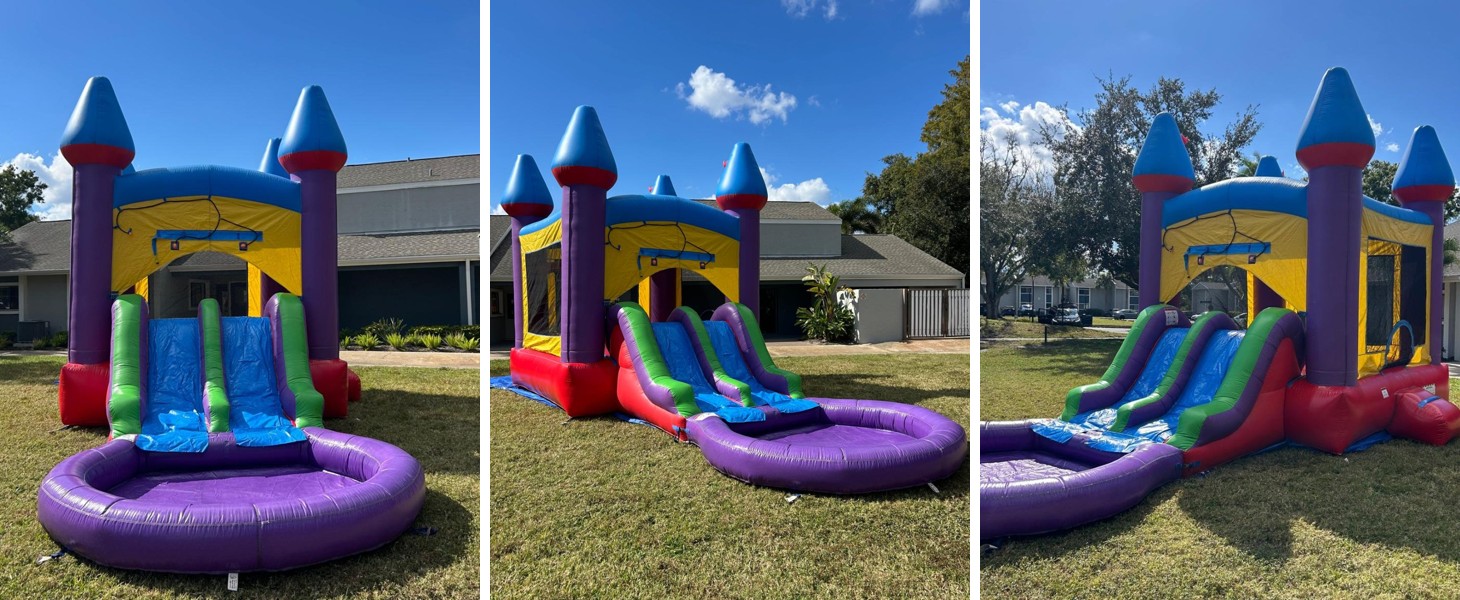 3 in 1 combo bounce house with water slide and pool rental Kissimmee FL